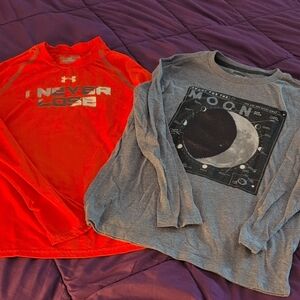 Under Armour Kids' Red and Gray Long Sleeve Tees